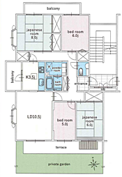 UR都市機構ニュータウン小山田桜台団地2-29号棟 4LDKの間取図画像