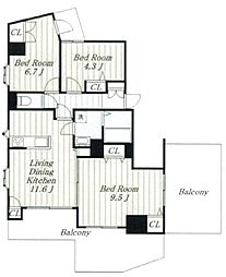 パラッツオ相模原 3LDKの間取図画像