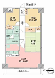 朝日プラザ平塚2 3LDKの間取図画像