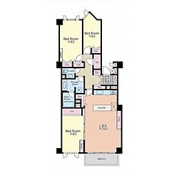 広尾ガーデンヒルズC棟 3LDKの間取図画像