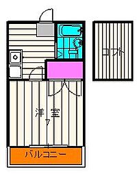 メゾン草薙パート3 ワンルームの間取図画像