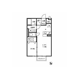 ラックスハイム鶴川台1 1LDKの間取図画像