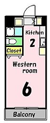 プリモタウン 1Kの間取図画像
