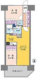 レーベン松山三番町ONETOWER 2LDKの間取図画像