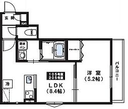 MaisonCalme 1LDKの間取図画像