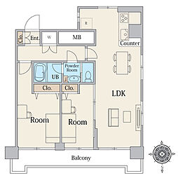 上野永谷タウンプラザ 2LDKの間取り