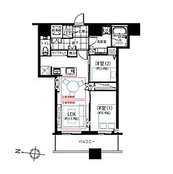 勝どきザ・タワー 2LDKの間取図画像
