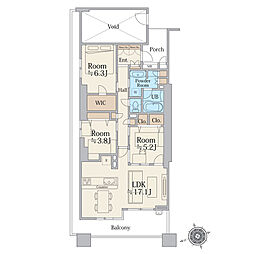 パークシティ市川A棟 3LDKの間取図画像