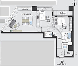 ブリリアタワー東京 2LDKの間取図画像