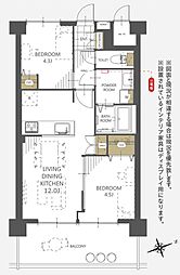 東陽町ハイホーム 2LDKの間取図画像