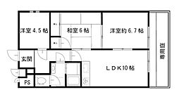 ファミリーコーポ緑地公園 3LDKの間取図画像