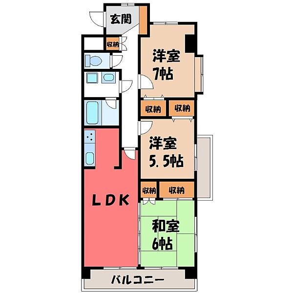 ザ・ミレニアムタワー ｜栃木県宇都宮市駅前通り2丁目(賃貸マンション3LDK・6階・71.15㎡)の写真 その2