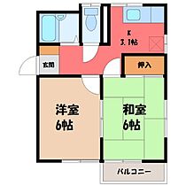 栃木県下都賀郡壬生町至宝2丁目（賃貸アパート2K・2階・31.99㎡） その2