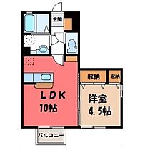 栃木県下野市駅東1丁目（賃貸アパート1LDK・1階・37.03㎡） その2