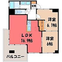 栃木県宇都宮市竹林町（賃貸マンション2LDK・6階・60.57㎡） その2