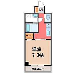 JR東北本線 宇都宮駅 徒歩6分の賃貸マンション 6階1Kの間取り