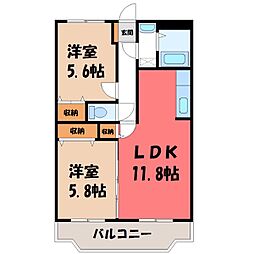 ユーミーケンズ 2LDKの間取図画像