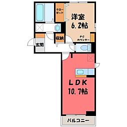 フォンテーヌ 1LDKの間取図画像