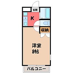 クレイン 1Kの間取図画像
