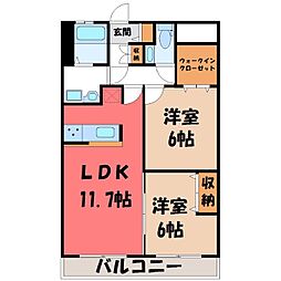 ひがしレジデンス 2LDKの間取図画像