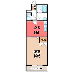 カスティール・イン宇都宮 1DKの間取図画像