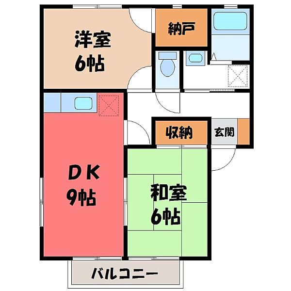 レーベン I ｜栃木県宇都宮市平松本町(賃貸アパート2DK・2階・52.84㎡)の写真 その2