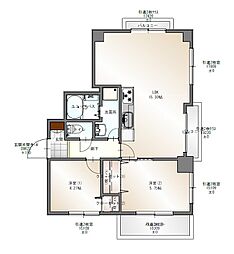 ライオンズマンション今里 2LDKの間取図画像