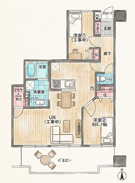 2LDK 間取り