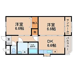 レイクピア符津 1LDKの間取図画像