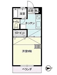 カーサ・ベルツリー 1DKの間取図画像