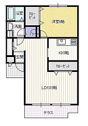 アメリカンアベニュー長者 1LDKの間取図画像