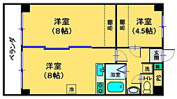 コーポ泰山Mi 2DKの間取図画像