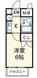 シーズンコート平郷町 1Kの間取図画像