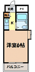ドール青峰通 1Kの間取図画像