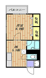 グリーンステージ 1DKの間取図画像