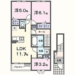 糸久レジデンス龍野 弐番館 2LDKの間取図画像