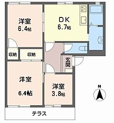 タウニイ高岡A棟 3DKの間取図画像