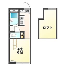 サニーフラット辻井 ワンルームの間取図画像