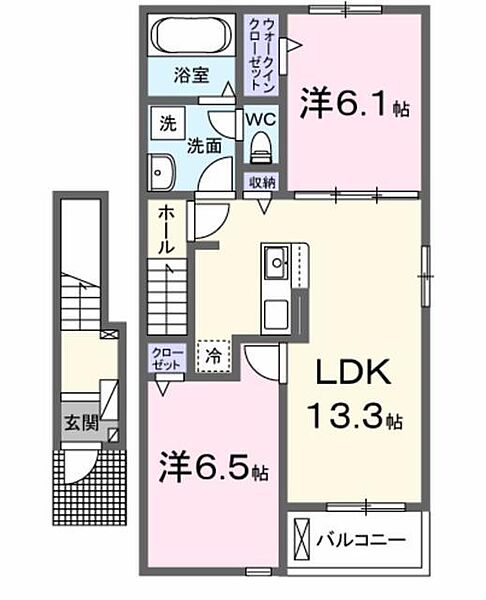 兵庫県姫路市書写(賃貸アパート2LDK・2階・59.55㎡)の写真 その2