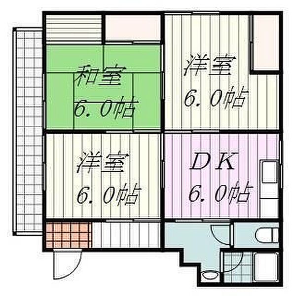 グリーンフィールド・N ｜愛媛県松山市山越5丁目(賃貸マンション3DK・3階・55.08㎡)の写真 その2