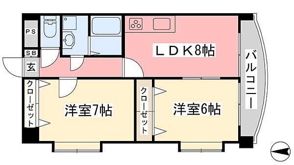 プレステージＡＣ ｜愛媛県松山市拓川町(賃貸マンション2LDK・9階・56.00㎡)の写真 その2