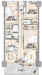 ヴィルヌーブ台原・並木通り 3LDKの間取図画像