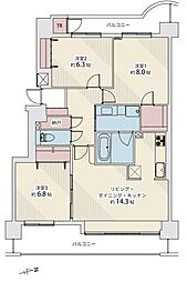 ライオンズヒルズ榴ケ岡公園 3LDKの間取図画像