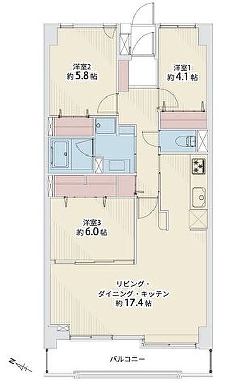 4階南西角向きにつき、陽当り・通風・眺望良好です。