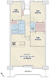 サンライズマンション大和 3LDKの間取図画像