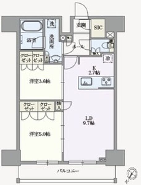 アジールコート汐浜キャナル 1202｜東京都江東区塩浜１丁目(賃貸マンション2LDK・12階・49.83㎡)の写真 その2