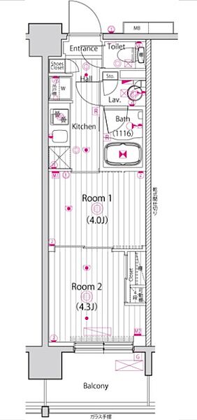 グランド・ガーラ東大島 12F｜東京都江東区東砂３丁目(賃貸マンション2K・12階・25.51㎡)の写真 その2