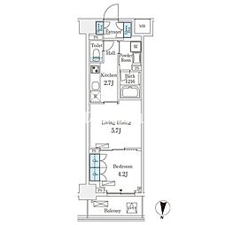 フロンティアレジデンス錦糸公園 1LDKの間取図画像