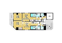 グランヒルズ錦糸町 2階1DKの間取り