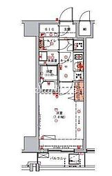 ハーモニーレジデンス錦糸町#002 11階1Kの間取り